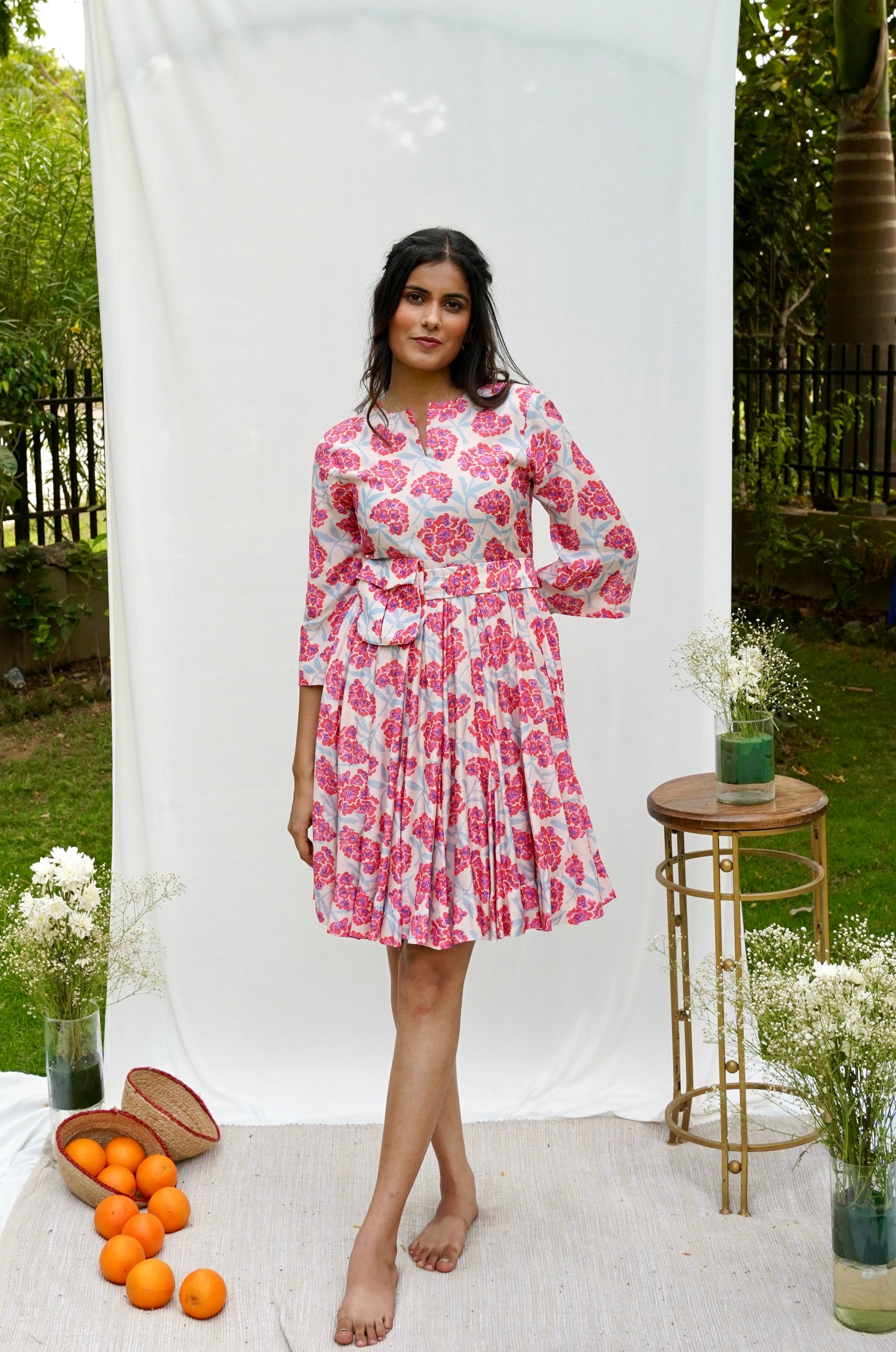 Baby pink Printed Summer Dress — view 1