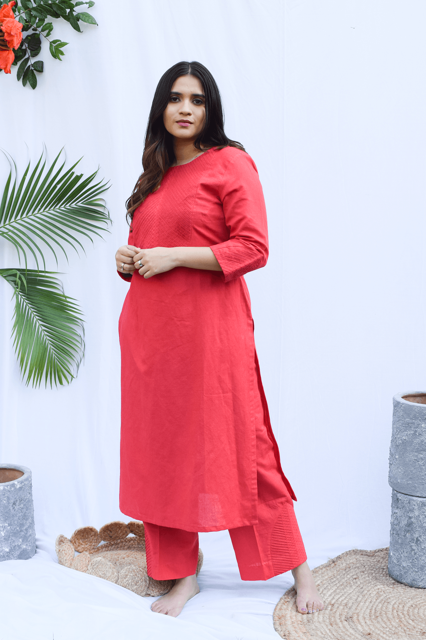 Tomato Red Kurti Set — view 1