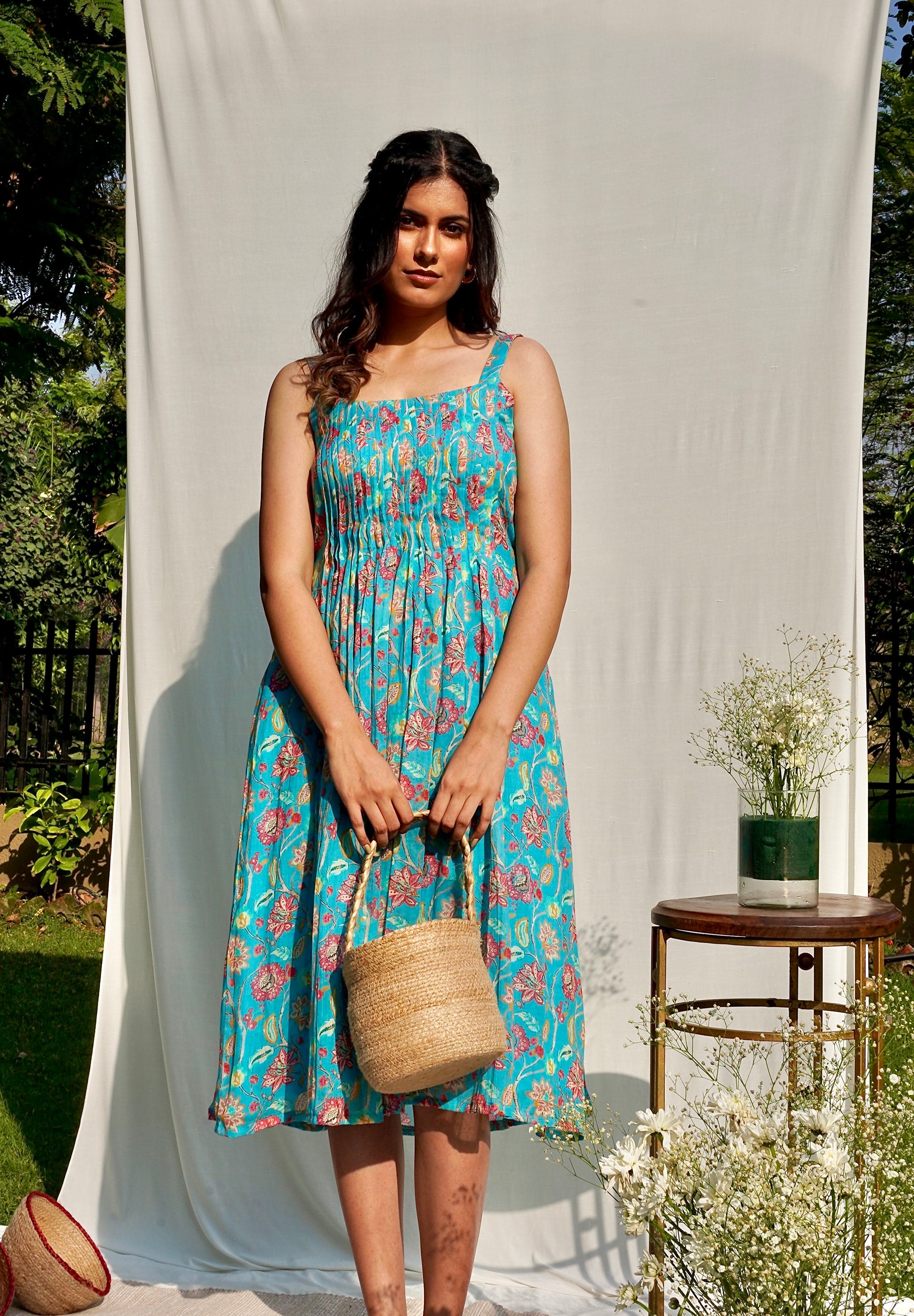 Craftsmanship detail — Blue Printed Mul Dress
