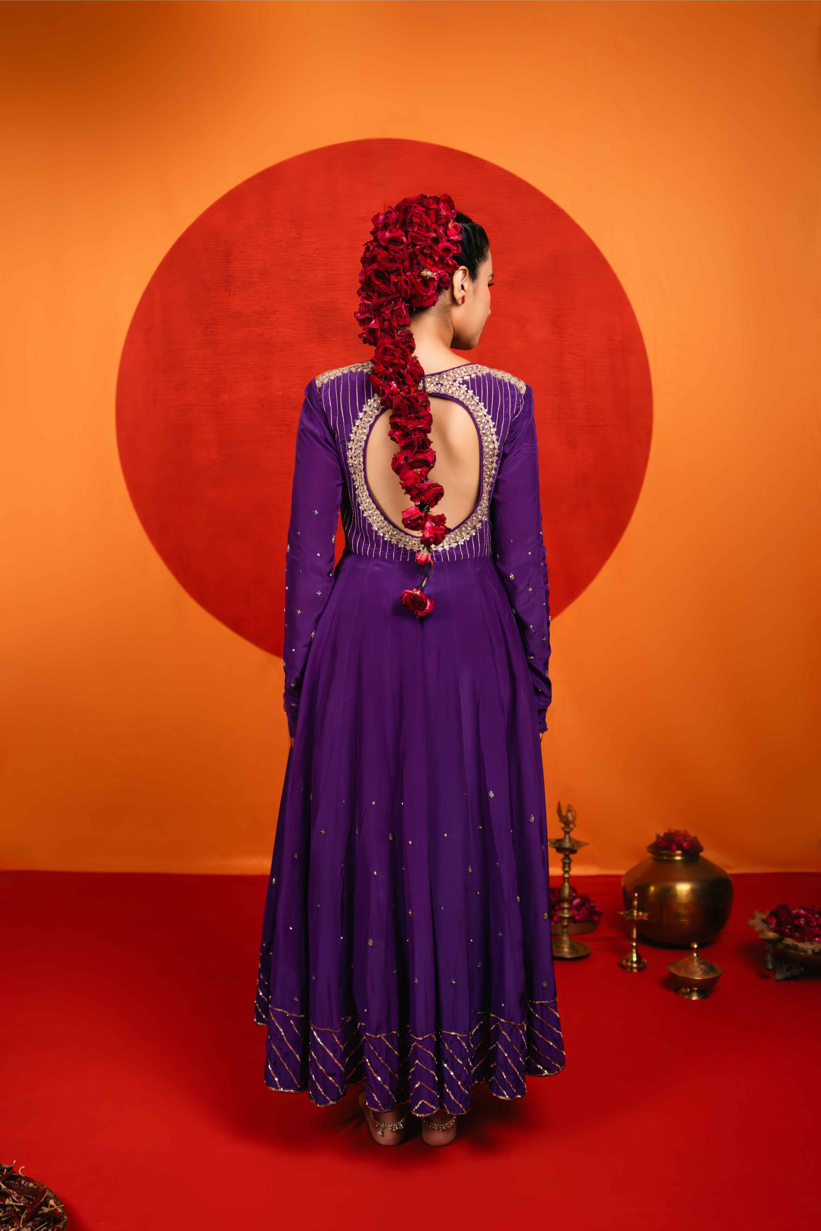 Craftsmanship detail — English Purple Anarkali Set
