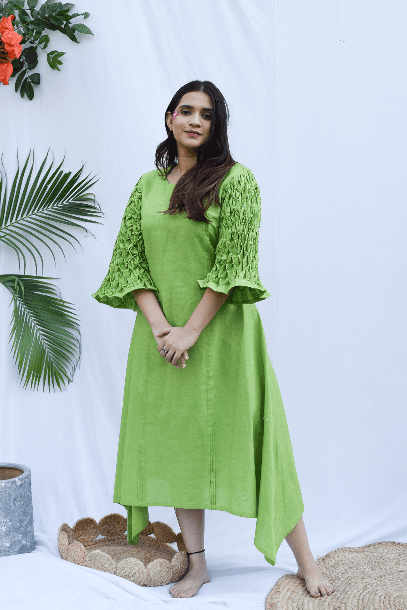 Craftsmanship detail — Lime Green Summer Dress